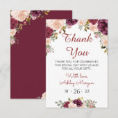 Groene Bruiloftsshowers met bordeauxrood en marsal Bedankkaart (Voorkant / Achterkant)