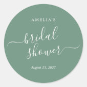 Groene Bruiloftsshowers Ronde Sticker (Voorkant)