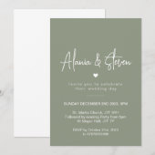 Groene bruinbruidsuitnodiging, elegant groen kaart (Voorkant / Achterkant)