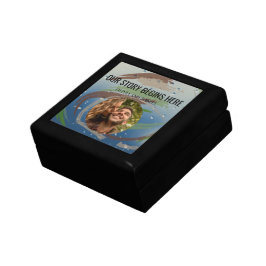 Groene, bruine & beige penseelstreken met regendru cadeaudoosje