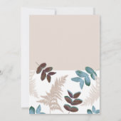 Groene & Bruine Bladeren Crème Beige Bruiloft Kaart (Achterkant)