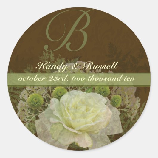 Groene & Bruine Bloemen Sticker (Voorkant)