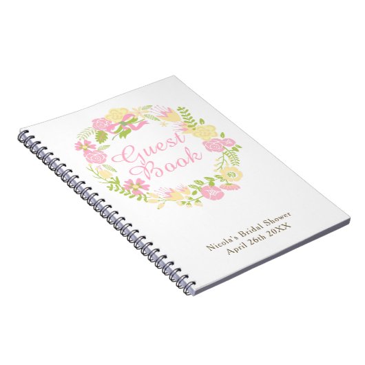 Groene & bruine bloemenkrans bruiloft notitieboek (Rechterzijde)