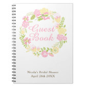 Groene & bruine bloemenkrans bruiloft notitieboek (Voorkant)