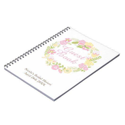 Groene & bruine bloemenslinger Bruidsdouche  Notitieboek (Linkerzijde)