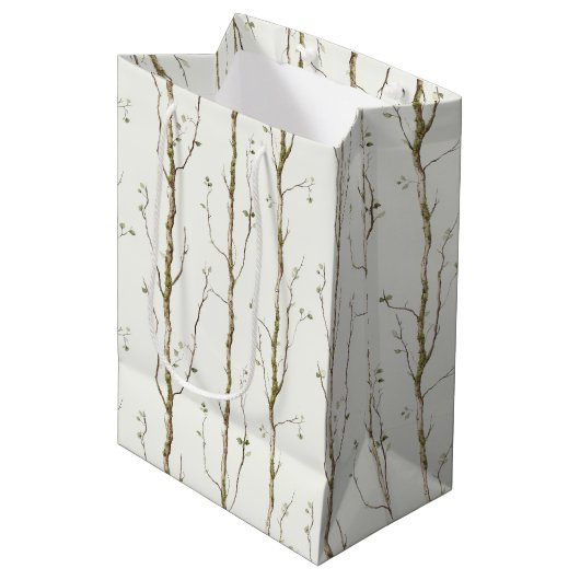 Groene Bruine Bomen Bruidsuitnodiging Medium Cadeauzakje (Voorkant Gekanteld)