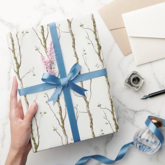 Groene Bruine Bomen Verjaardag Cadeaupapier (Geschenken)