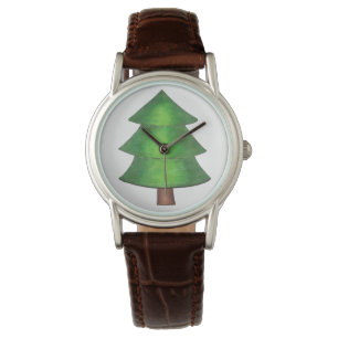 Groene bruine Bossen in de boomvorm Camping Hikkin Horloge