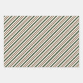 Groene, Bruine Candy Canes Klassieke Kerststrepen Inpakpapier Vel (Voorkant 3)