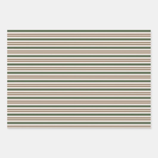 Groene, Bruine Candy Canes Klassieke Kerststrepen Inpakpapier Vel (Voorkant 2)