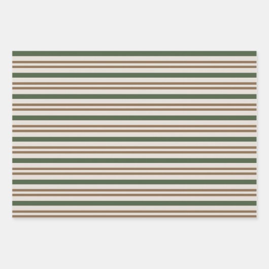 Groene, Bruine Candy Canes Klassieke Kerststrepen Inpakpapier Vel (Voorkant)