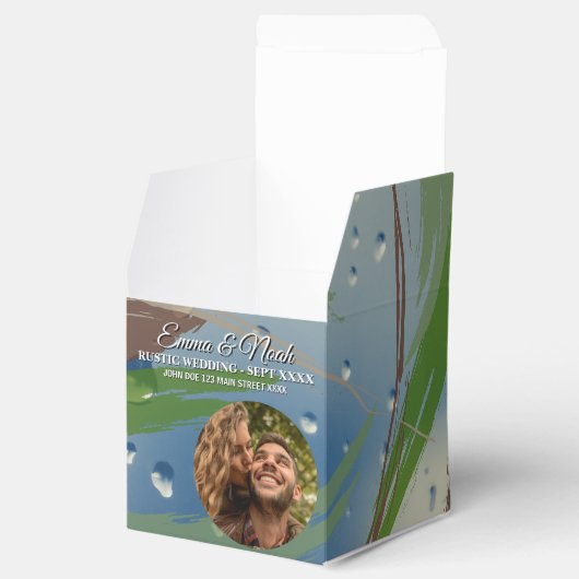 Groene, bruine en beige penseelstreken bedankdoosjes (Geopend)