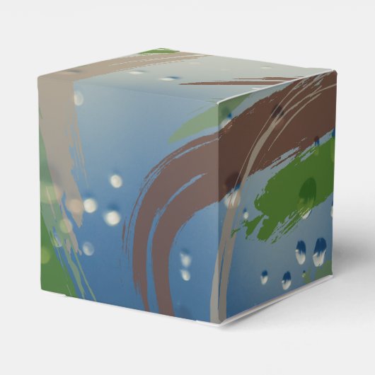 Groene, bruine en beige penseelstreken bedankdoosjes (Achterkant)