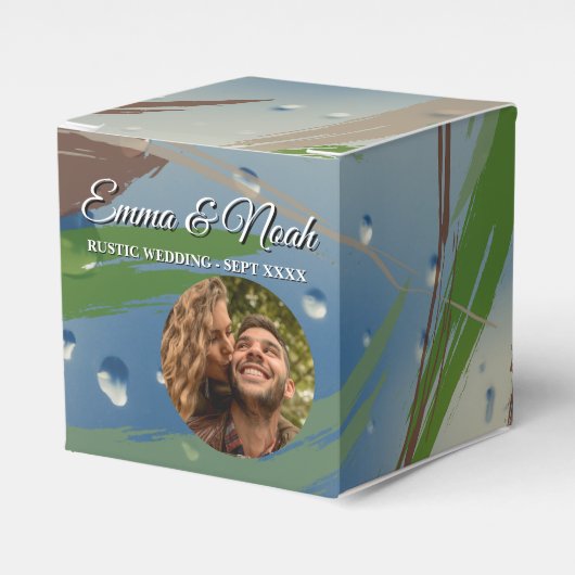 Groene, bruine en beige penseelstreken Favor doos Bedankdoosjes (Voorkant Zijde)