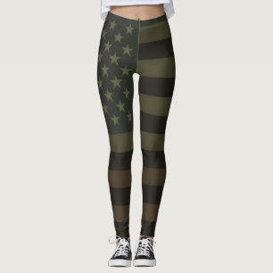 Groene, bruine en zwarte Amerikaanse vlag aardetin Leggings