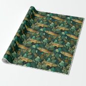 Groene Bruine Forel Onderwater Botanisch Cadeaupapier (Uitgerold)