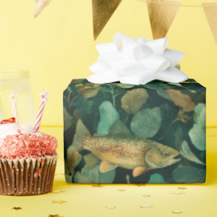 Groene Bruine Forel Onderwater Botanisch Cadeaupapier