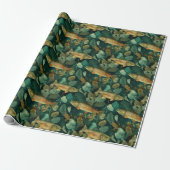 Groene Bruine Forel Onderwater Botanisch Cadeaupapier (Uitgerold)