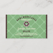 Groene Bruine Geometrische Cupcake Chef Visitekaartje (Achterkant)