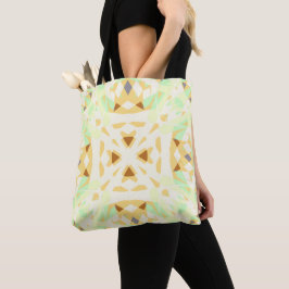 Groene bruine geoometrische  pasteikever tote bag