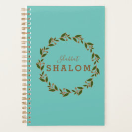 Groene Bruine Krans, Shabbat Shalom Aquarel  Planner