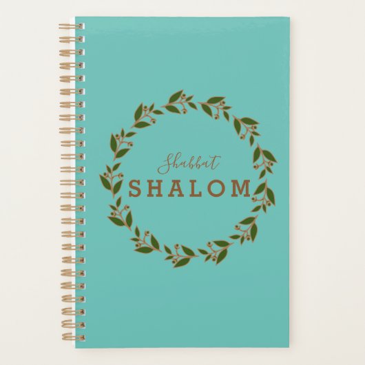 Groene Bruine Krans, Shabbat Shalom Aquarel Planner (Voorkant)