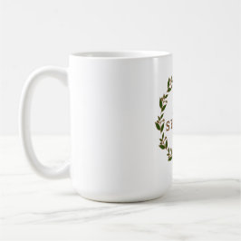 Groene Bruine Krans Waterverf Botanisch Gebladerte Koffiemok