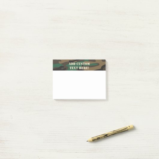 Groene bruine militaire Camouflage Post-it® Notes (Op bureau)
