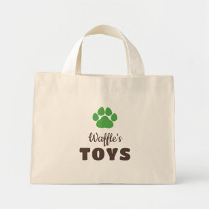 Groene Bruine Pootafdruk Hond Naam Speeltjes Mini Tote Bag