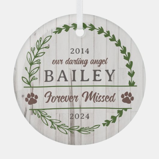 Groene bruine schilderafdrukken voor gemiste geden glas ornament (Voorkant)