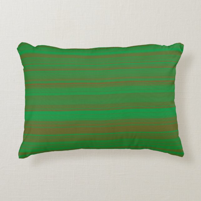 Groene Bruine Strepen Accent Kussen (Voorkant)