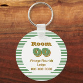 Groene bruine strepen hotelkamer sleutelhanger (Voorkant)