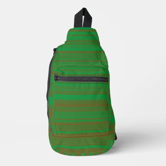Groene bruine strepen sling bag (Voorkant)