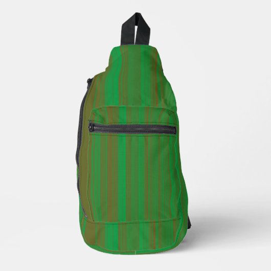 Groene bruine strepen sling bag (Voorkant)