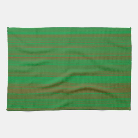Groene bruine strepen theedoek (Horizontaal)