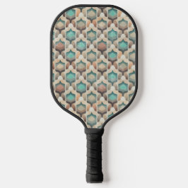 GROENE BRUINE TAUPE GEOMETRISCHE VORMEN PICKLEBALL PADDLE