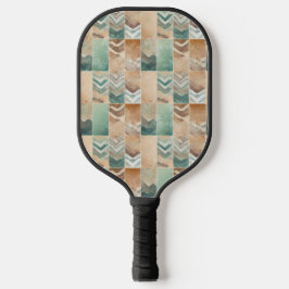 GROENE BRUINE TAUPEKLEURIGE GEOMETRISCHE VORMEN PICKLEBALL PADDLE