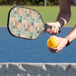 GROENE BRUINE TAUPEKLEURIGE GEOMETRISCHE VORMEN PICKLEBALL PADDLE