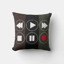 groene bruine Tech-pictogrammen Rewind Fast Foward Kussen