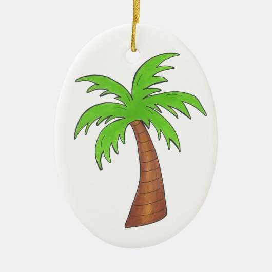 Groene bruine tropische Hawaiian - palmboom Keramisch Ornament (Voorkant)