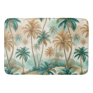 GROENE & BRUINE TROPISCHE STRAND MET PALMBOMEN BADMAT
