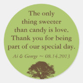 Groene bruineikoldbomen, bruinbruinbruinbruinbruin ronde sticker (Voorkant)