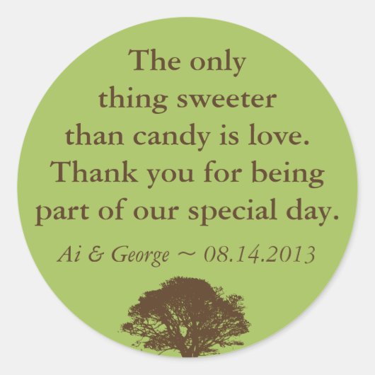 Groene bruineikoldbomen, bruinbruinbruinbruinbruin ronde sticker (Voorkant)