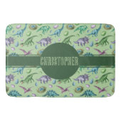 Groene brullende Jurassic Dinosaurus met Naam Badmat (Voorkant)