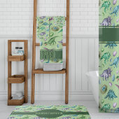 Groene brullende Jurassic Dinosaurus met Naam Badmat