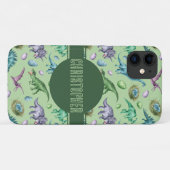 Groene brullende Jurassic Dinosaurus met Naam Case-Mate iPhone Case (Achterkant (horizontaal))