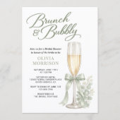 Groene brunch en bubbels Salie Bruidsfeest Kaart (Voorkant)