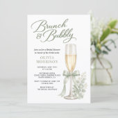 Groene brunch en bubbels Salie Bruidsfeest Kaart (Staand voorkant)