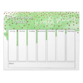 Groene Brushstroke Gold Confetti Weekplanner Notitieblok (Voorkant)