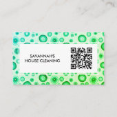 Groene Bubbels Minimale Huis Reiniging Janitorial  Visitekaartje (Voorkant)